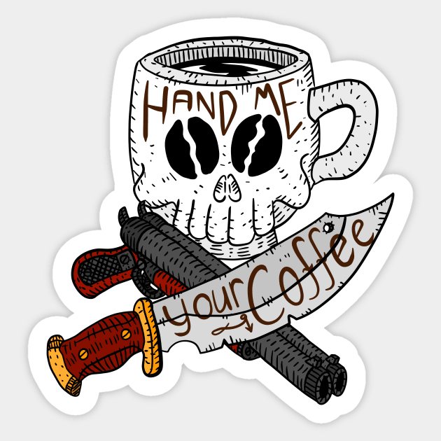 coffee gang. black coffee pirate. hand drawn logo. Sticker by JJadx